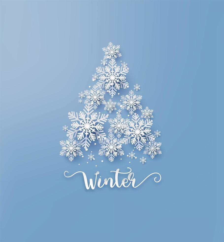 cartolina di Natale con fiocco di neve tagliata carta vettore