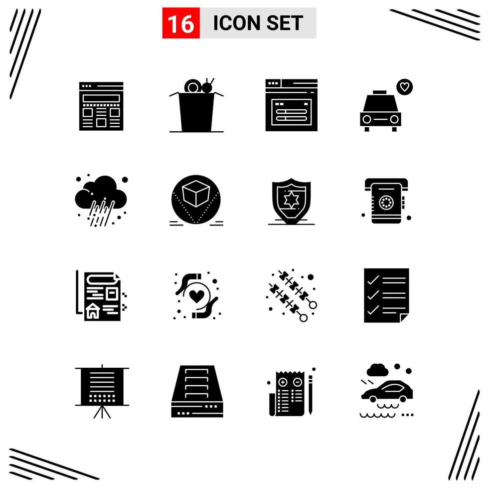 16 icone solido stile griglia basato creativo glifo simboli per sito web design semplice solido icona segni isolato su bianca sfondo 16 icona impostato creativo nero icona vettore sfondo