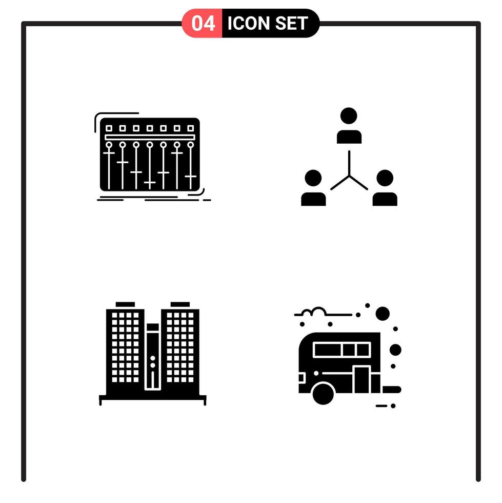 impostato di 4 solido stile icone per ragnatela e mobile glifo simboli per Stampa solido icona segni isolato su bianca sfondo 4 icona impostato creativo nero icona vettore sfondo