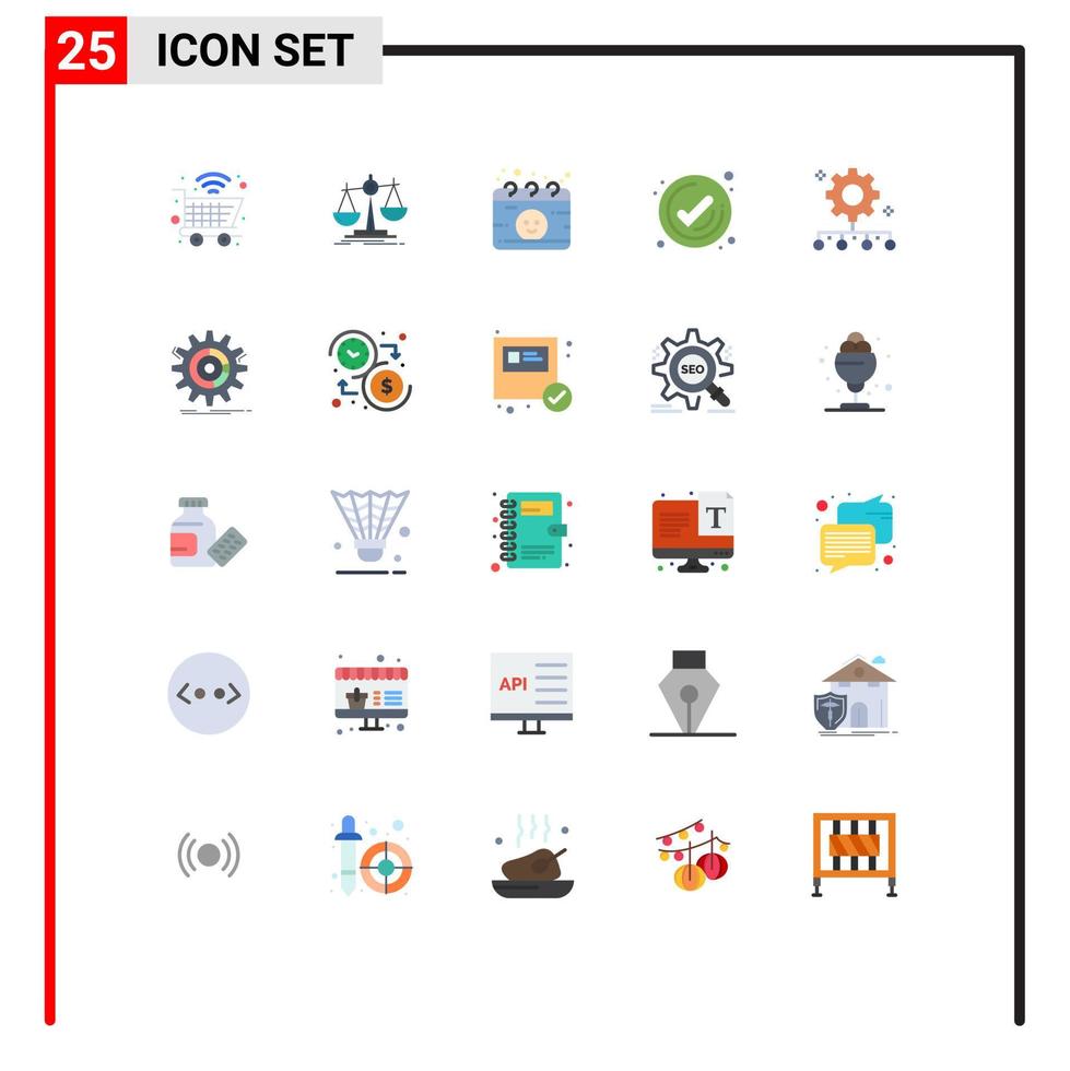 moderno impostato di 25 piatto colori e simboli come come squadra gestione dai un'occhiata calendario zecca attività commerciale modificabile vettore design elementi