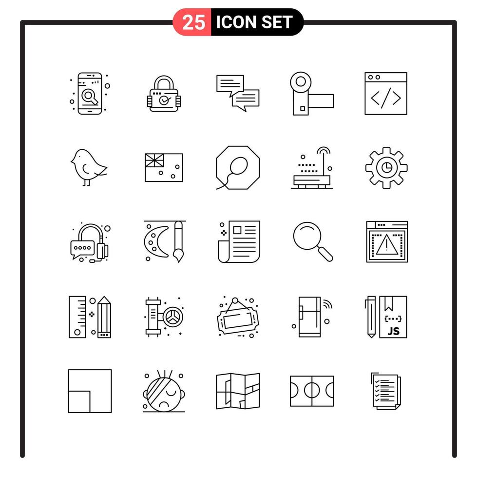 impostato di 25 linea stile icone per ragnatela e mobile schema simboli per Stampa linea icona segni isolato su bianca sfondo 25 icona impostato creativo nero icona vettore sfondo