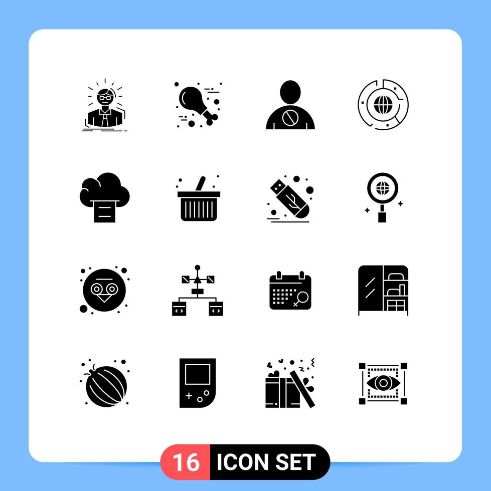 mobile interfaccia solido glifo impostato di 16 pittogrammi di dati attività commerciale tacchino grande negato modificabile vettore design elementi