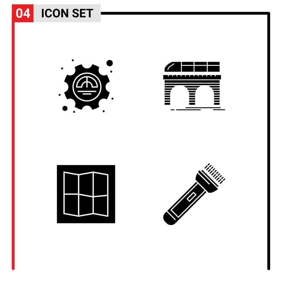 impostato di 4 vettore solido glifi su griglia per efficienza disposizione produttività ferrovia torcia modificabile vettore design elementi