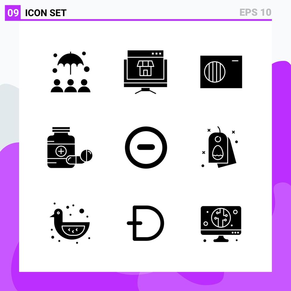 impostato di 9 icone nel solido stile creativo glifo simboli per sito web design e mobile applicazioni semplice solido icona cartello isolato su bianca sfondo 9 icone creativo nero icona vettore sfondo