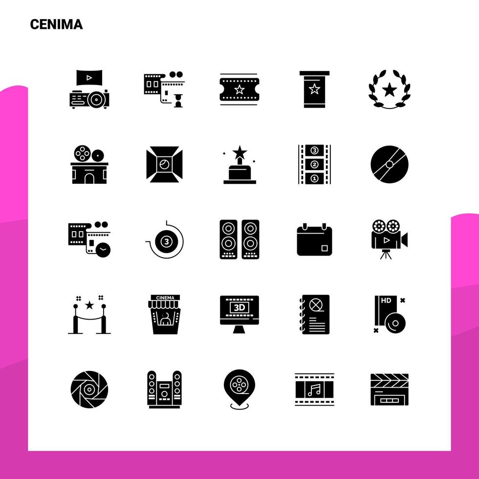 25 cena icona impostato solido glifo icona vettore illustrazione modello per ragnatela e mobile idee per attività commerciale azienda