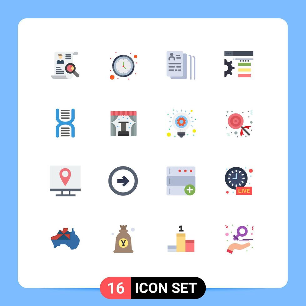 16 piatto colore concetto per siti web mobile e applicazioni dna ragnatela orologio ambientazione ricerca modificabile imballare di creativo vettore design elementi