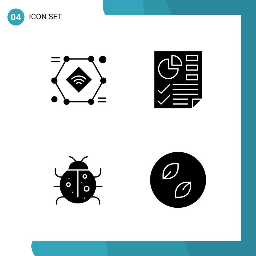vettore imballare di 4 glifo simboli solido stile icona impostato su bianca sfondo per ragnatela e mobile creativo nero icona vettore sfondo