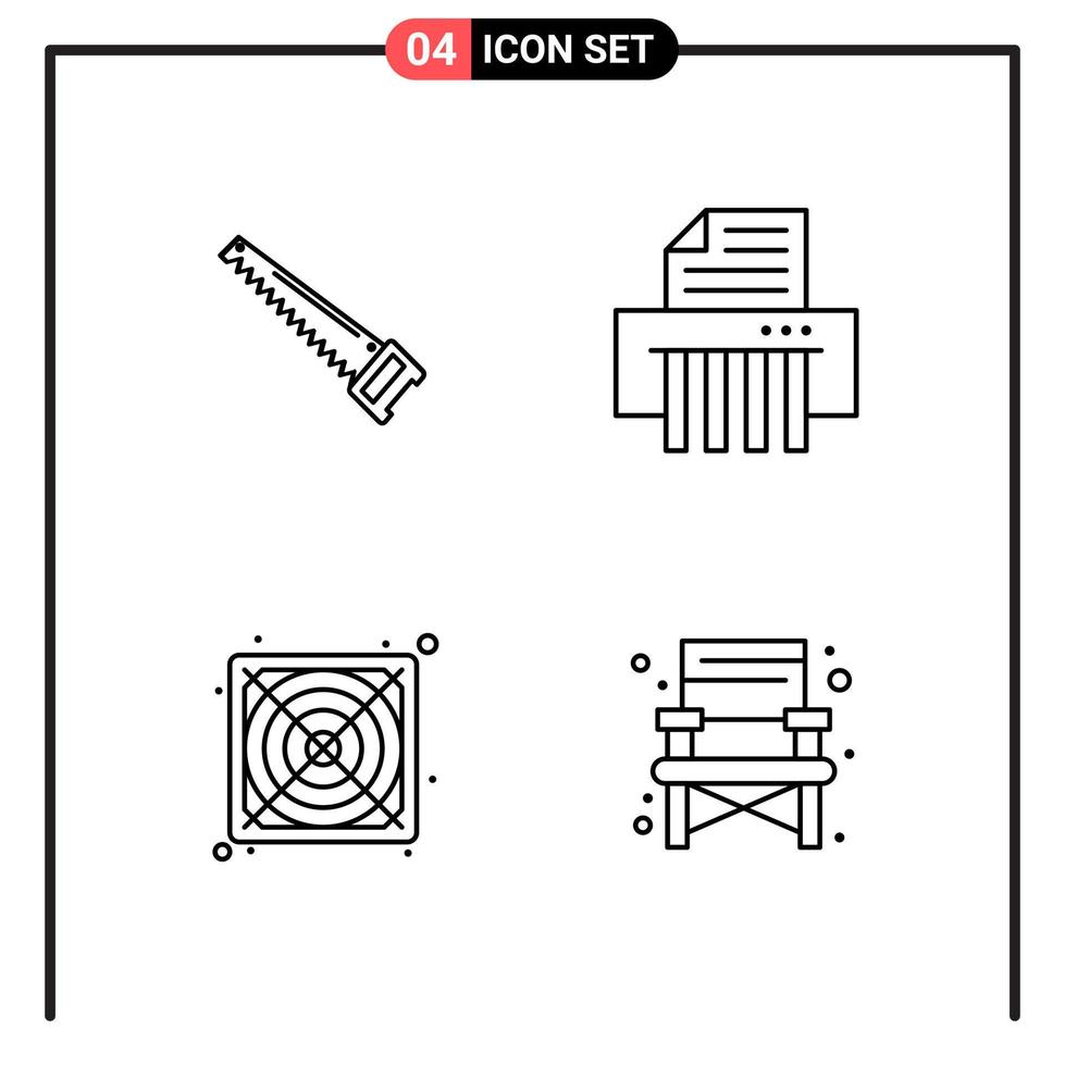 impostato di 4 linea stile icone per ragnatela e mobile schema simboli per Stampa linea icona segni isolato su bianca sfondo 4 icona impostato creativo nero icona vettore sfondo