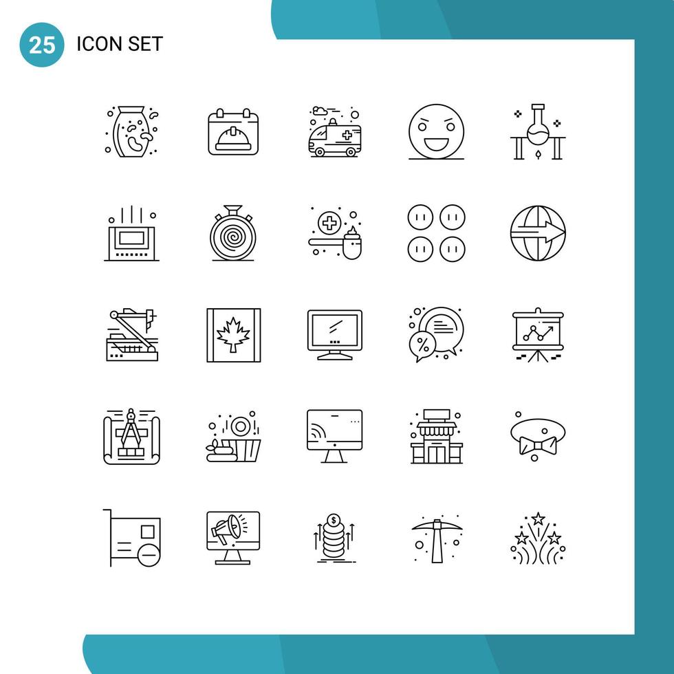 mobile interfaccia linea impostato di 25 pittogrammi di scienza laboratorio auto pauroso orrore modificabile vettore design elementi