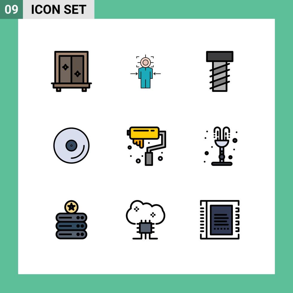 impostato di 9 moderno ui icone simboli segni per dipingere arte obbiettivo video CD modificabile vettore design elementi