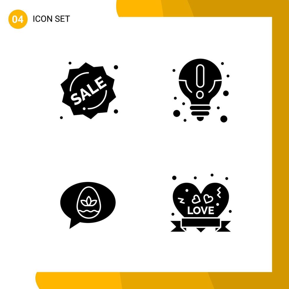 4 icona impostato solido stile icona imballare glifo simboli isolato su bianca backgound per di risposta sito web progettazione creativo nero icona vettore sfondo