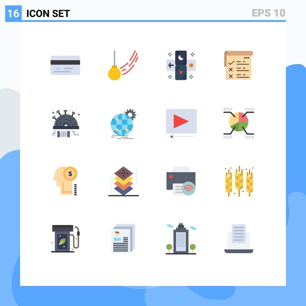 mobile interfaccia piatto colore impostato di 16 pittogrammi di portaspilli qa astrologia rapporto lista di controllo modificabile imballare di creativo vettore design elementi
