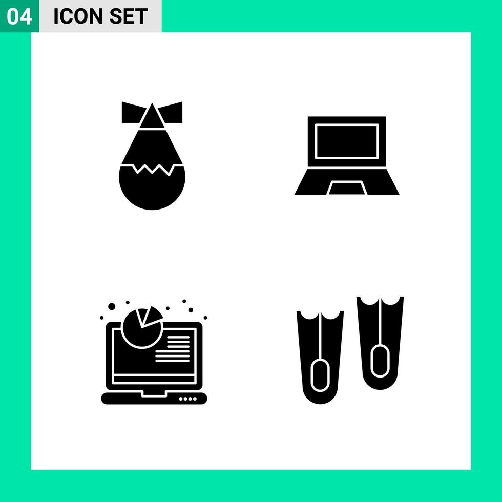 imballare di 4 solido stile icona impostato glifo simboli per Stampa creativo segni isolato su bianca sfondo 4 icona impostato creativo nero icona vettore sfondo