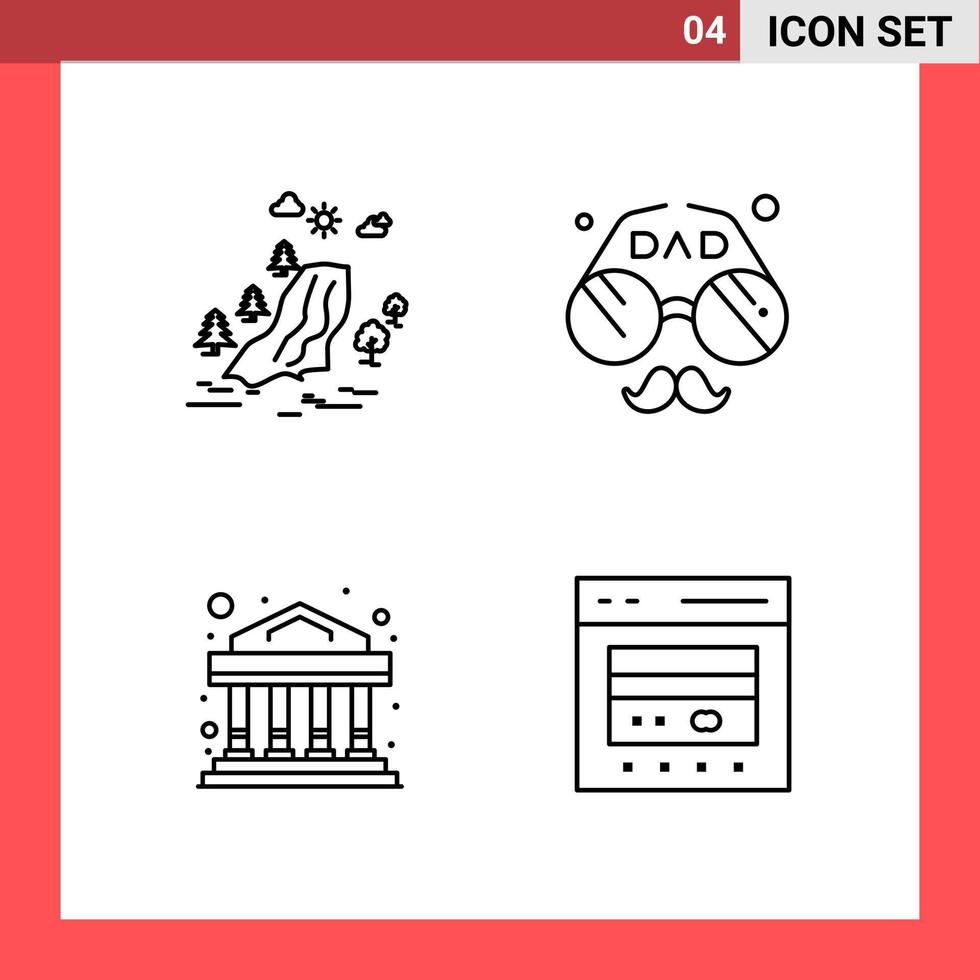 4 icona imballare linea stile schema simboli su bianca sfondo semplice segni per generale progettazione creativo nero icona vettore sfondo
