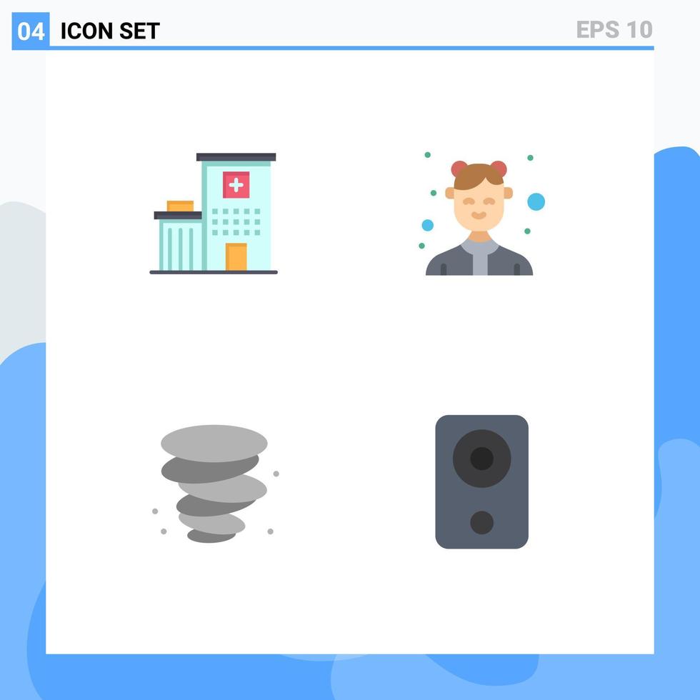 mobile interfaccia piatto icona impostato di 4 pittogrammi di ospedale tempesta medico femmina vento modificabile vettore design elementi