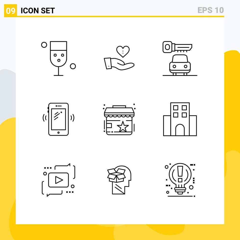 impostato di 9 moderno ui icone simboli segni per segnali mobile mano inteligente Telefono sicurezza modificabile vettore design elementi