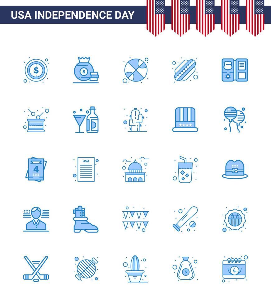 25 blu segni per Stati Uniti d'America indipendenza giorno americano libro pallacanestro stati americano modificabile Stati Uniti d'America giorno vettore design elementi