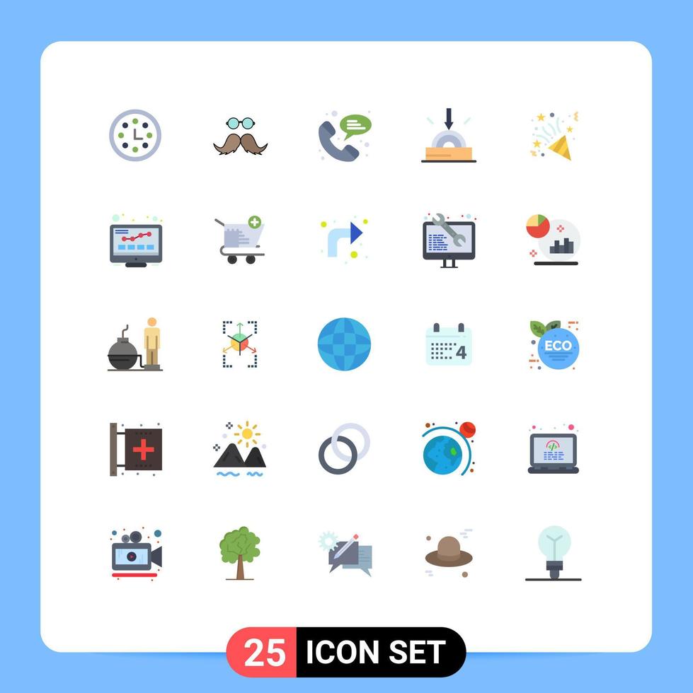 25 universale piatto colori impostato per ragnatela e mobile applicazioni fuochi d'artificio tecnologia uomini Software attività commerciale modificabile vettore design elementi