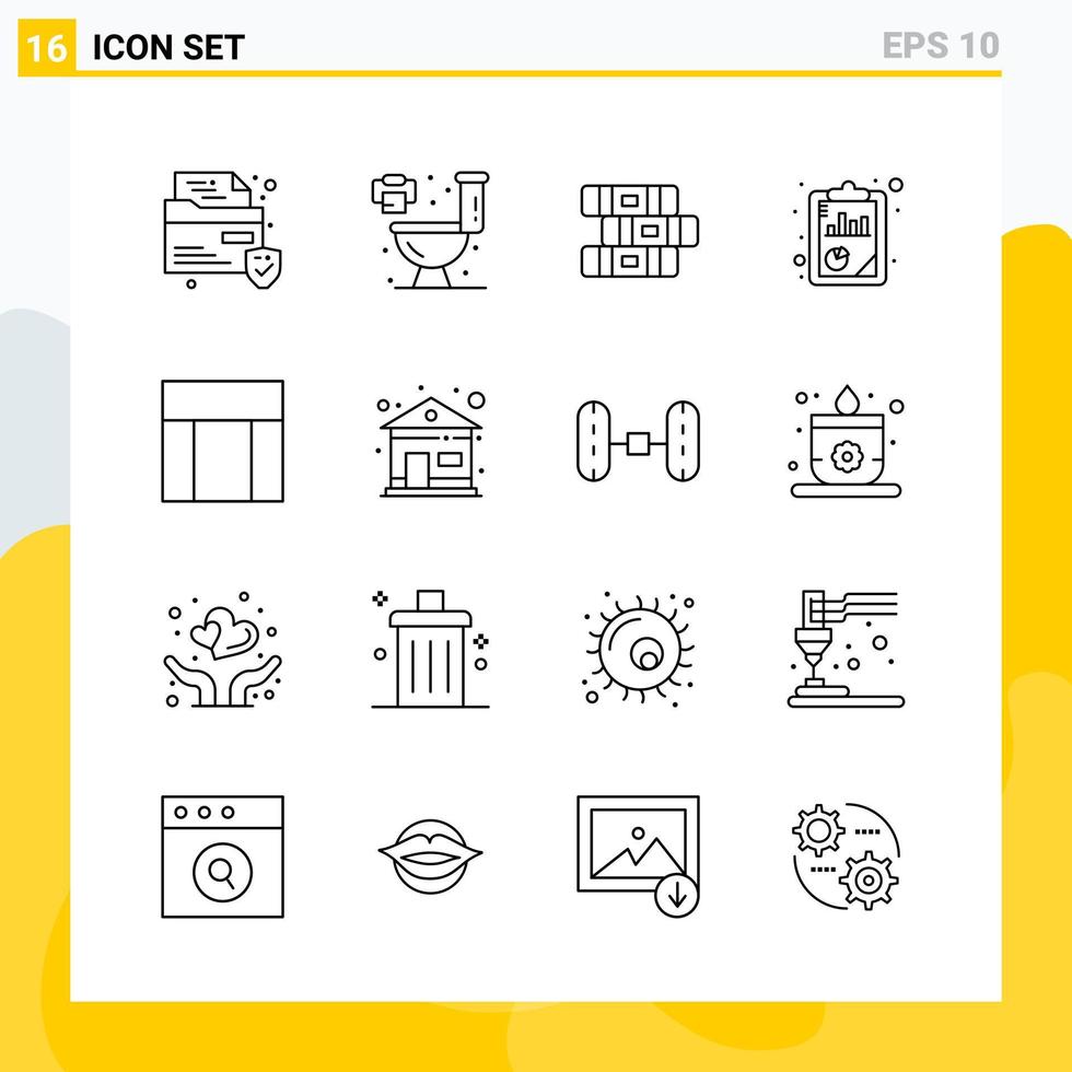 collezione di 16 universale linea icone icona impostato per ragnatela e mobile creativo nero icona vettore sfondo