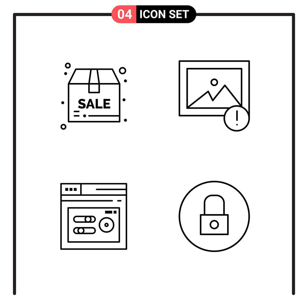 impostato di 4 linea stile icone per ragnatela e mobile schema simboli per Stampa linea icona segni isolato su bianca sfondo 4 icona impostato creativo nero icona vettore sfondo