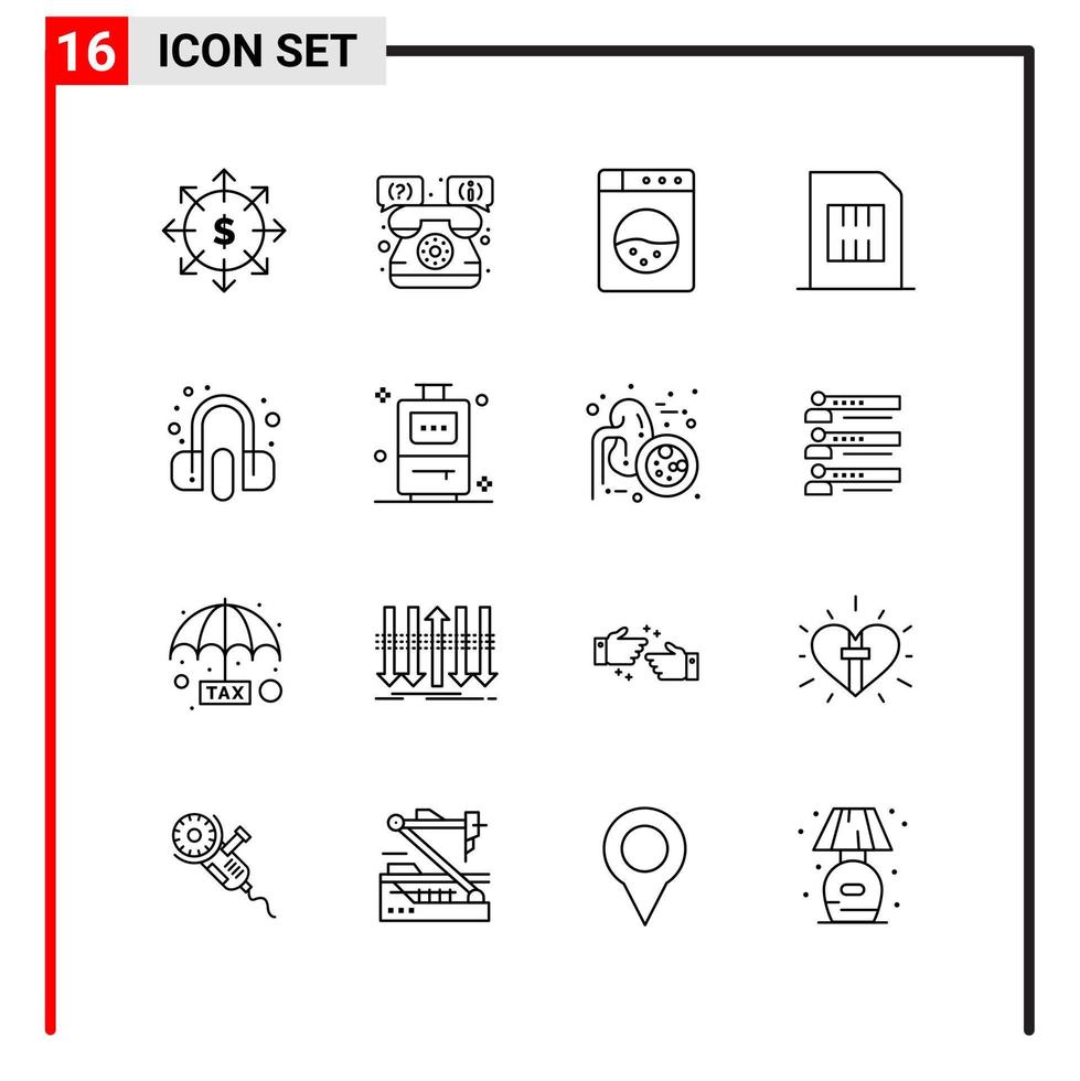 16 generale icone per sito web design Stampa e mobile applicazioni 16 schema simboli segni isolato su bianca sfondo 16 icona imballare creativo nero icona vettore sfondo