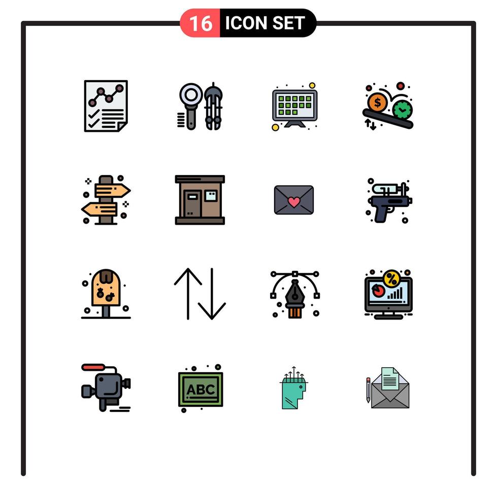 impostato di 16 moderno ui icone simboli segni per orologio programma attrezzo dollaro tv schermo modificabile creativo vettore design elementi