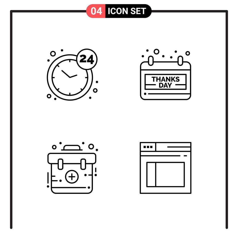 impostato di 4 linea stile icone per ragnatela e mobile schema simboli per Stampa linea icona segni isolato su bianca sfondo 4 icona impostato creativo nero icona vettore sfondo