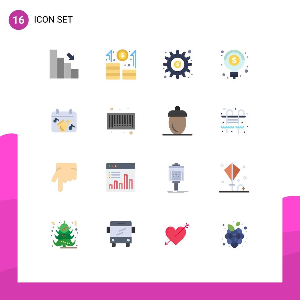 mobile interfaccia piatto colore impostato di 16 pittogrammi di calendario idee avviare creativo i soldi modificabile imballare di creativo vettore design elementi
