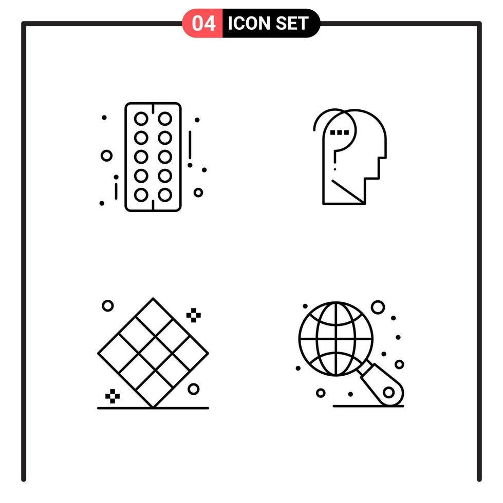impostato di 4 linea stile icone per ragnatela e mobile schema simboli per Stampa linea icona segni isolato su bianca sfondo 4 icona impostato creativo nero icona vettore sfondo