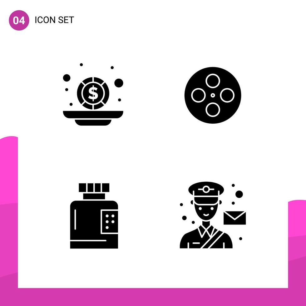 glifo icona impostato imballare di 4 solido icone isolato su bianca sfondo per di risposta sito web design Stampa e mobile applicazioni creativo nero icona vettore sfondo
