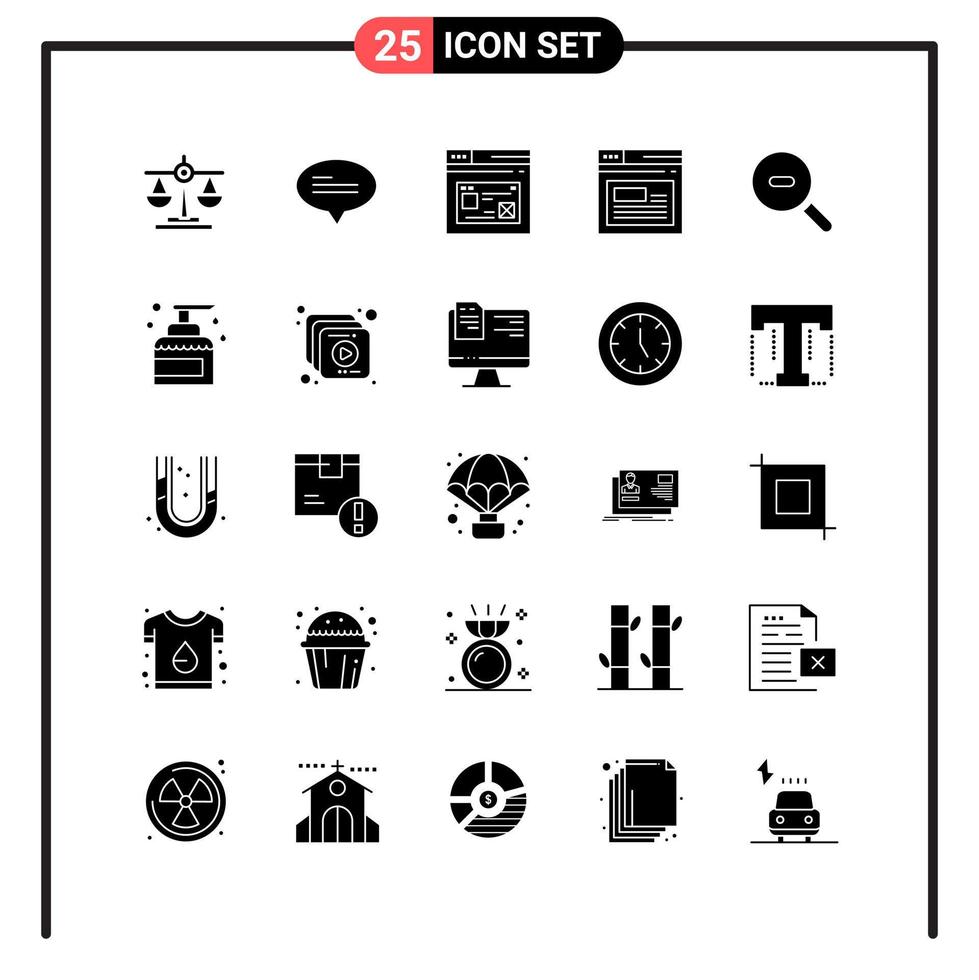 impostato di 25 solido stile icone per ragnatela e mobile glifo simboli per Stampa solido icona segni isolato su bianca sfondo 25 icona impostato creativo nero icona vettore sfondo