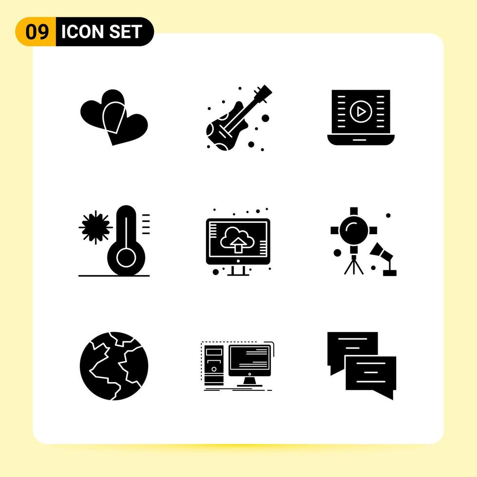 9 creativo icone per moderno sito web design e di risposta mobile applicazioni 9 glifo simboli segni su bianca sfondo 9 icona imballare creativo nero icona vettore sfondo