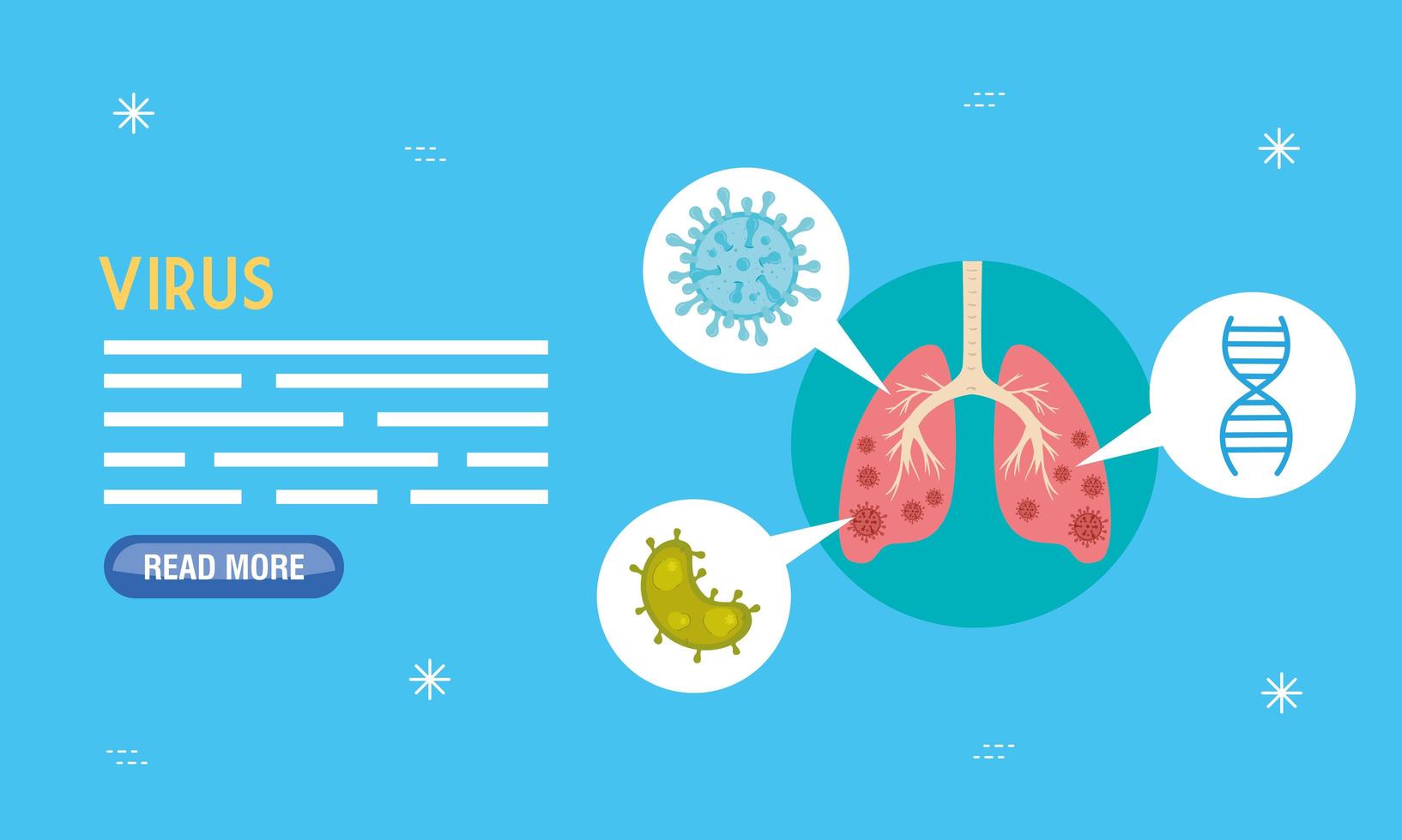 banner medico di coronavirus con icona di polmoni vettore