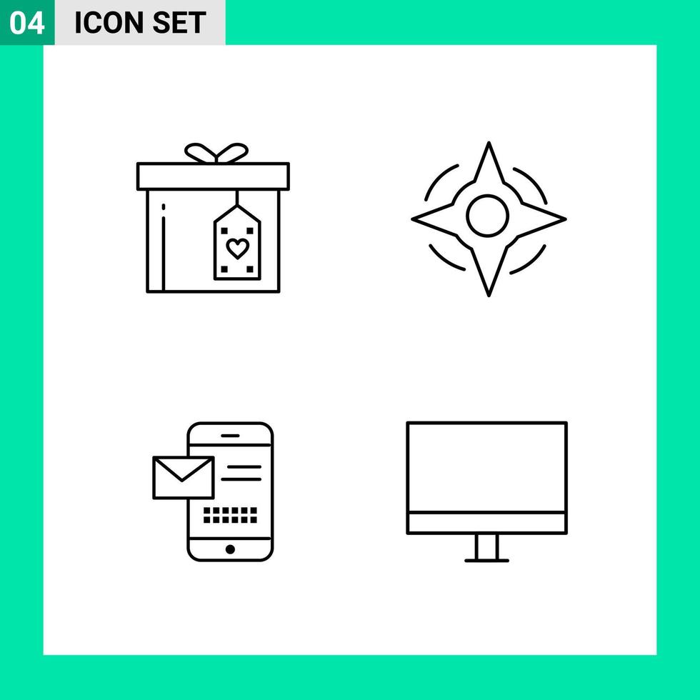 imballare di 4 linea stile icona impostato schema simboli per Stampa creativo segni isolato su bianca sfondo 4 icona impostato creativo nero icona vettore sfondo