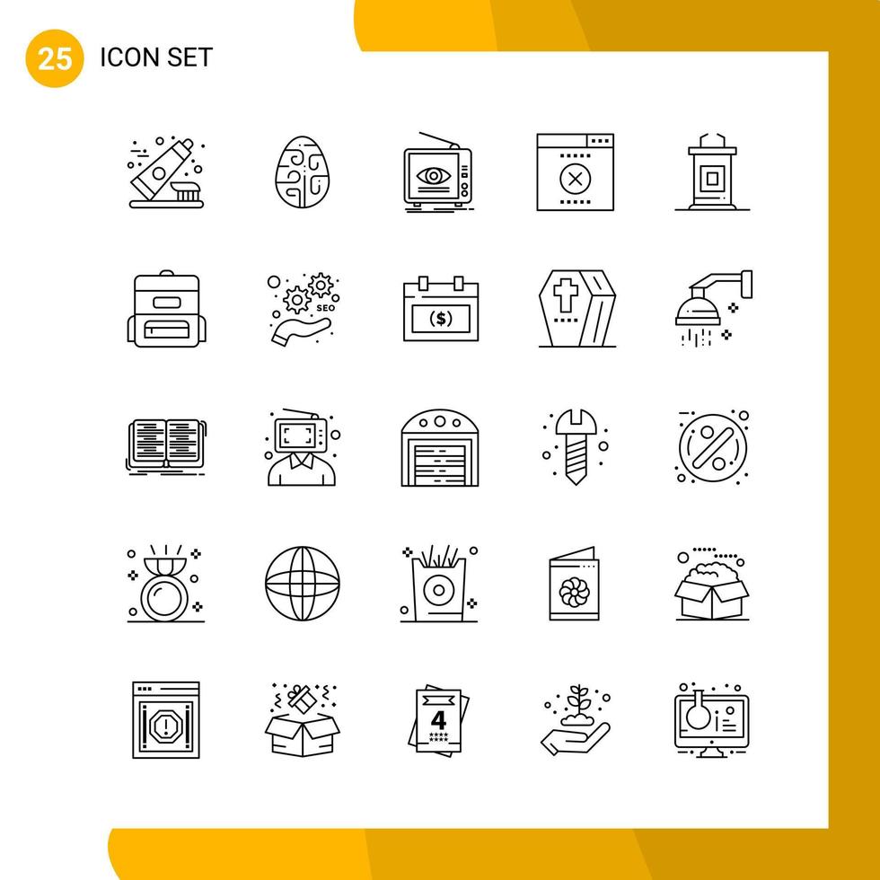25 icona impostato linea stile icona imballare schema simboli isolato su bianca backgound per di risposta sito web progettazione creativo nero icona vettore sfondo