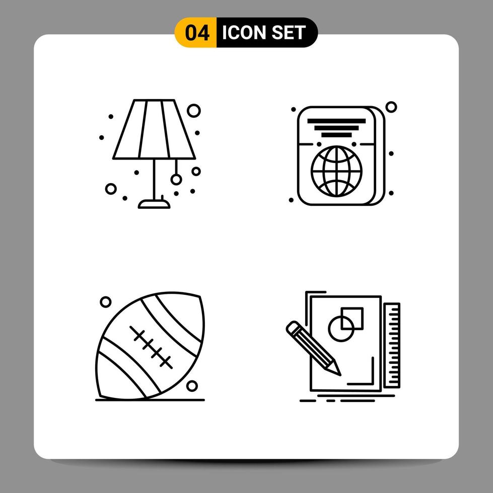 4 nero icona imballare schema simboli segni per di risposta disegni su bianca sfondo 4 icone impostato creativo nero icona vettore sfondo