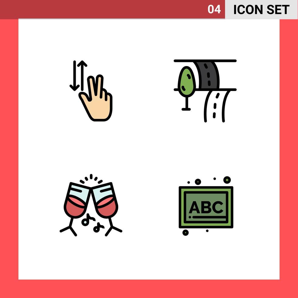 azione vettore icona imballare di 4 linea segni e simboli per dito bevanda su itinerario abc modificabile vettore design elementi