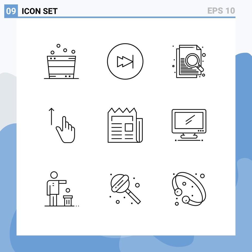 schema imballare di 9 universale simboli di notizia mano documento gesti dito modificabile vettore design elementi