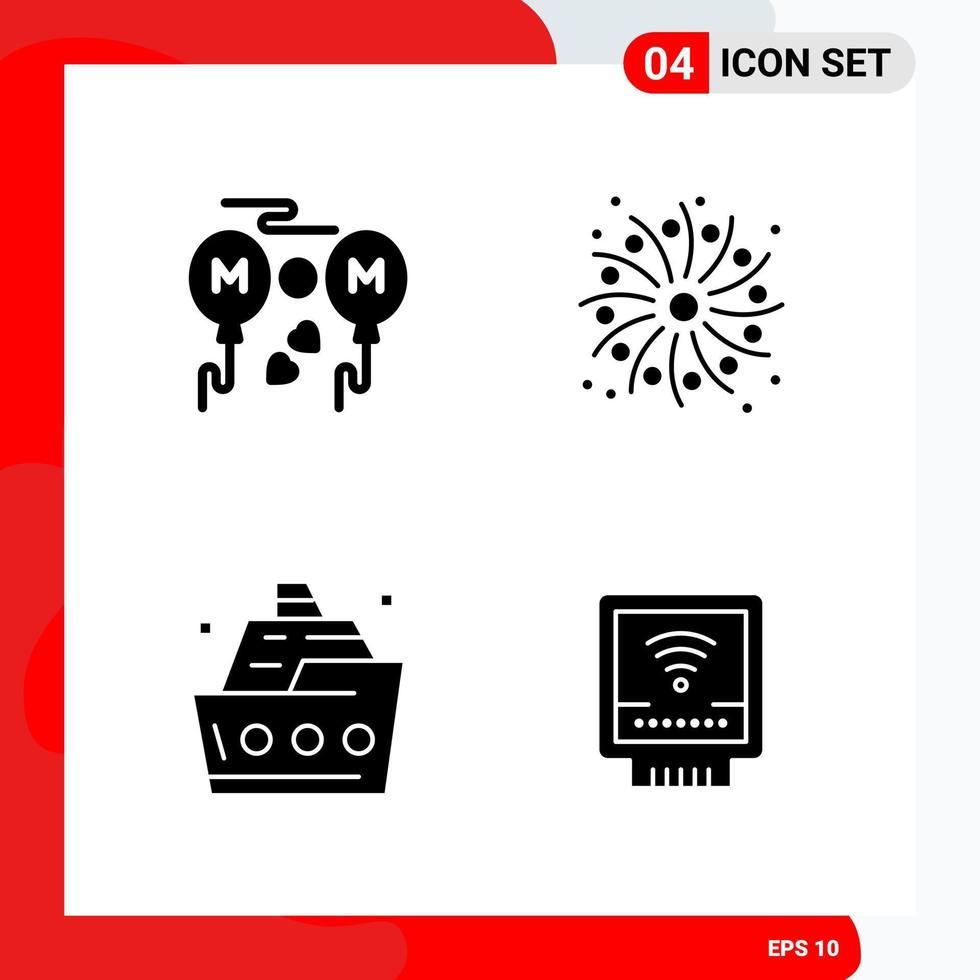 creativo impostato di 4 universale glifo icone isolato su bianca sfondo creativo nero icona vettore sfondo