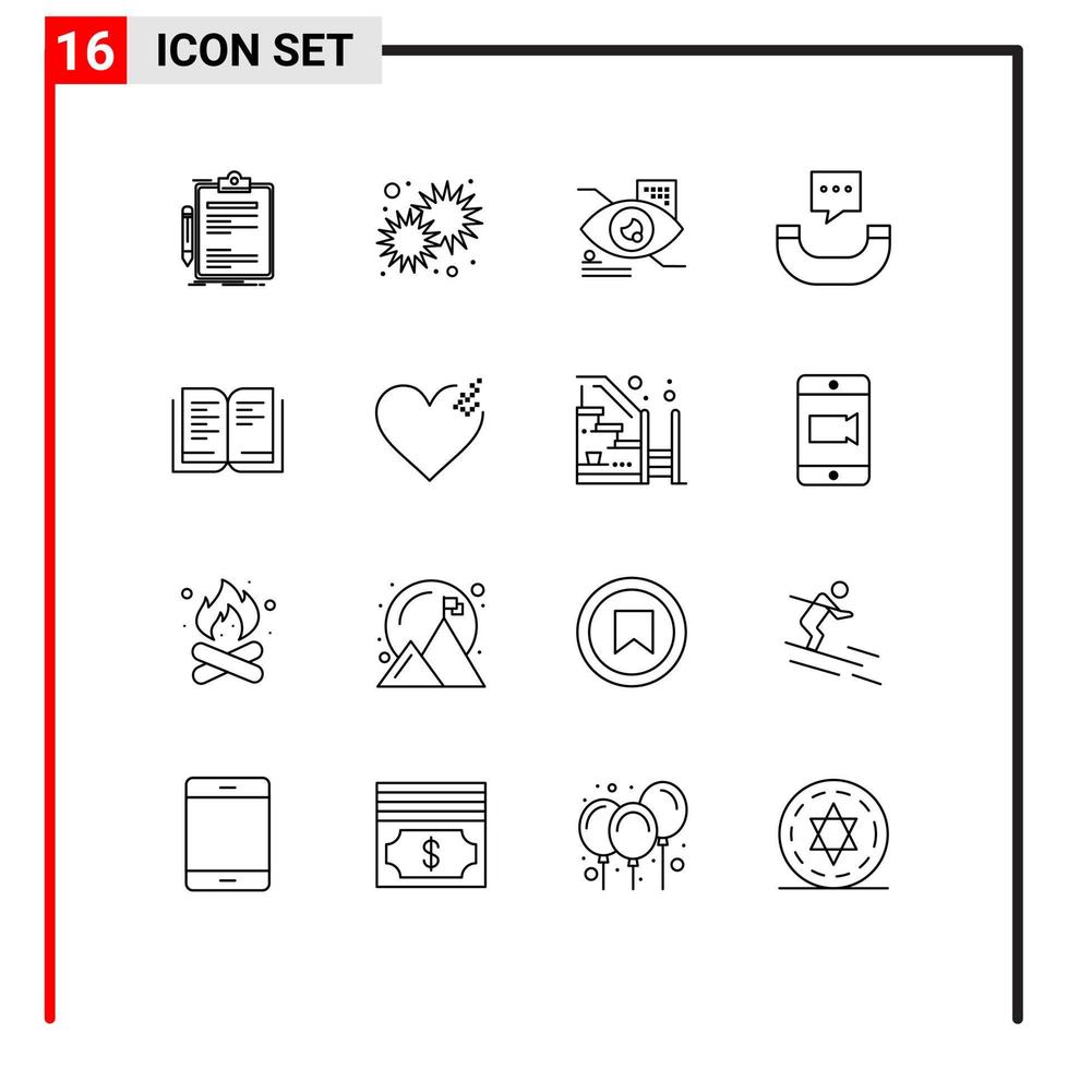 utente interfaccia imballare di 16 di base lineamenti di libro Telefono giorno Messaggio eyetap modificabile vettore design elementi