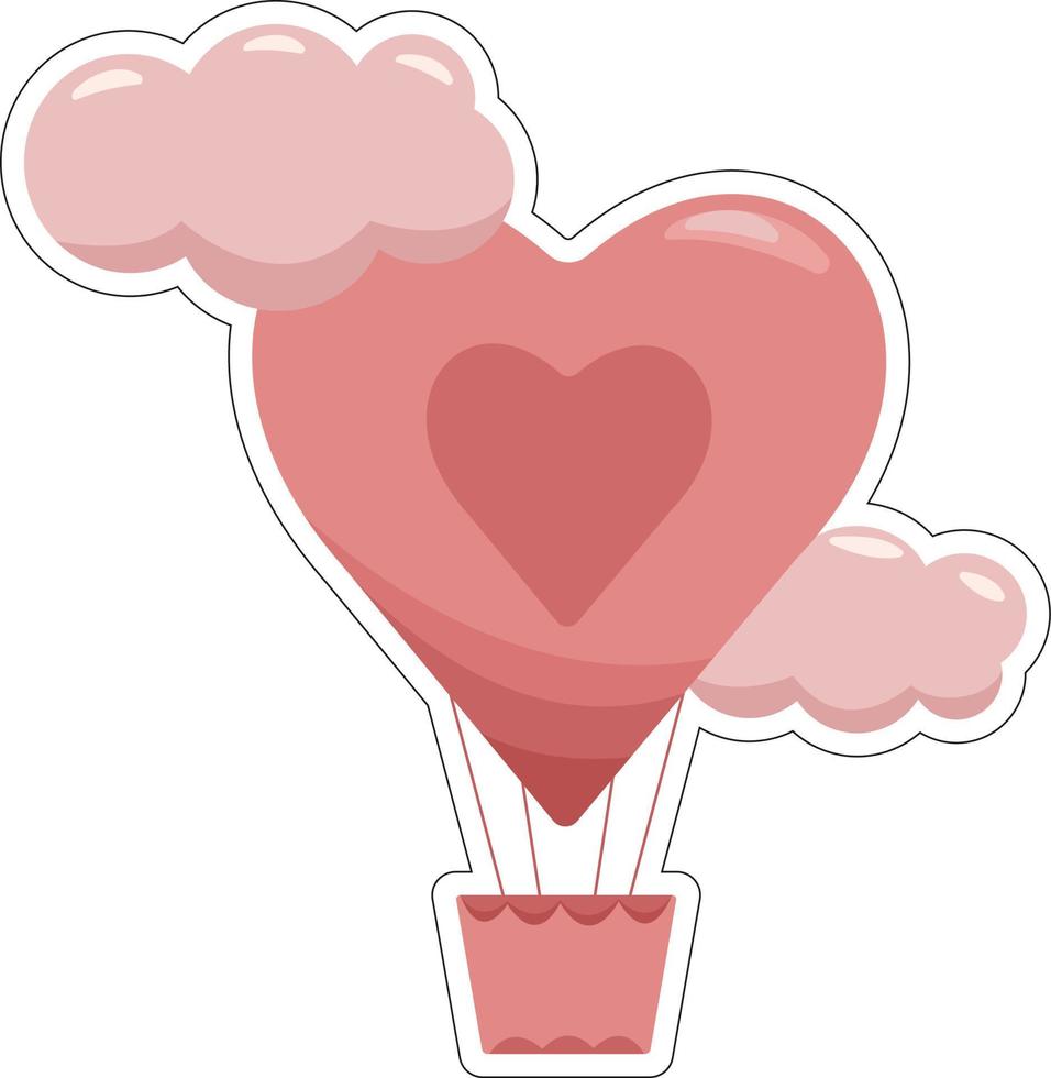San Valentino giorno carino etichetta nel modulo di rosa aria Palloncino. aerostato. colore etichetta. vettore isolato illustrazione