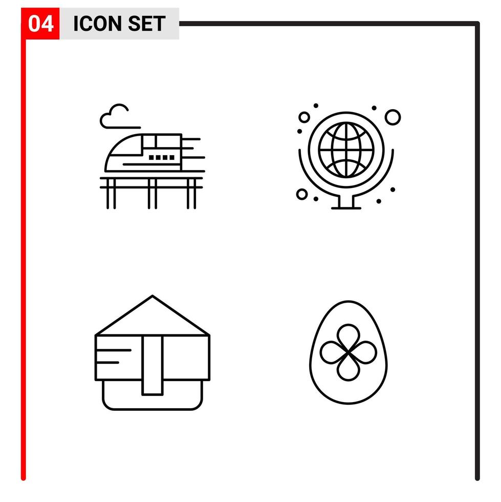 4 generale icone per sito web design Stampa e mobile applicazioni 4 schema simboli segni isolato su bianca sfondo 4 icona imballare creativo nero icona vettore sfondo