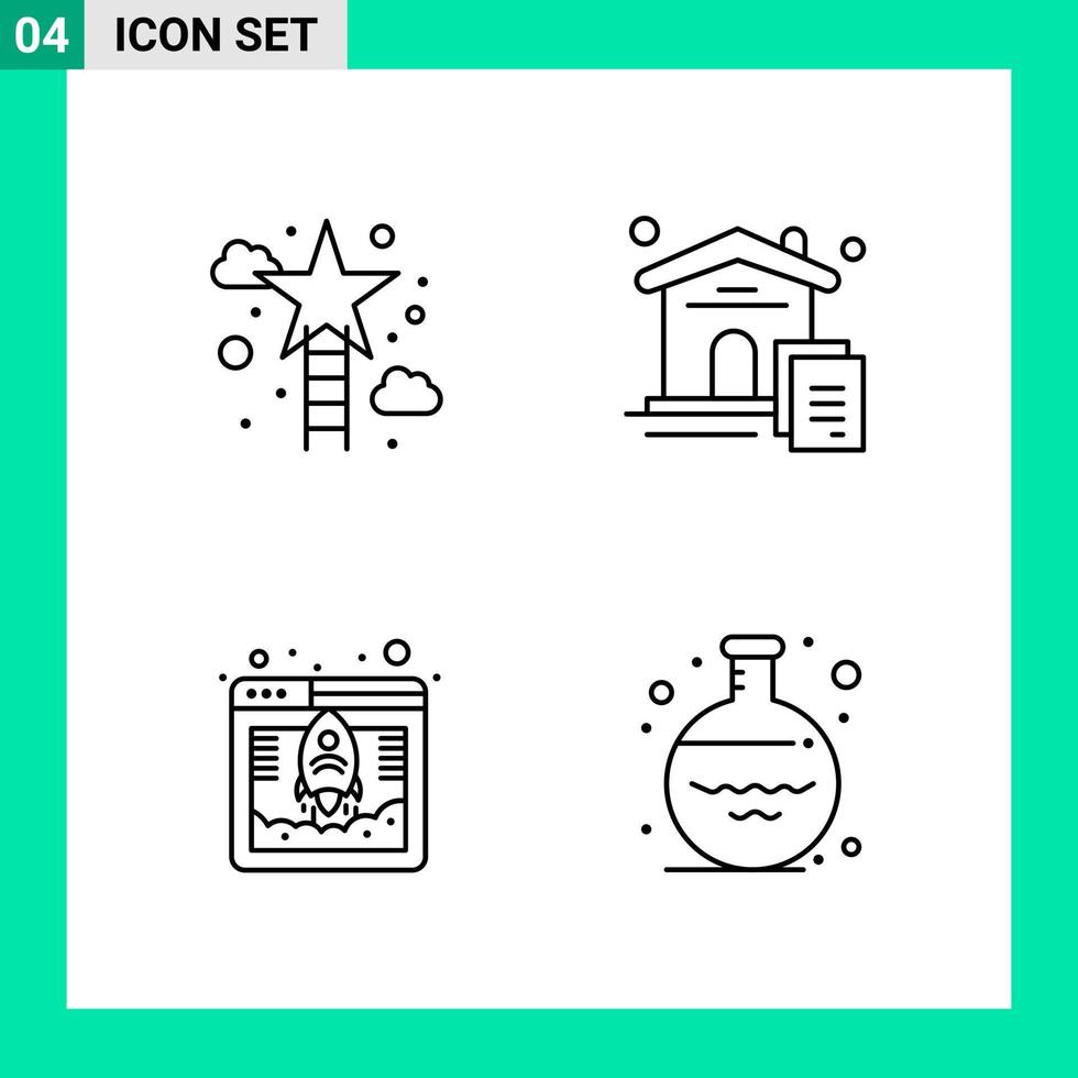 imballare di 4 linea stile icona impostato schema simboli per Stampa creativo segni isolato su bianca sfondo 4 icona impostato creativo nero icona vettore sfondo