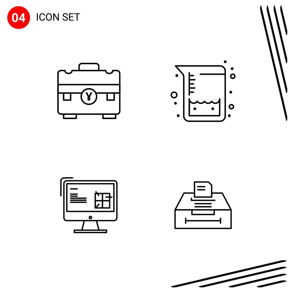 collezione di 4 vettore icone nel linea stile pixel Perfetto schema simboli per ragnatela e mobile linea icona segni su bianca sfondo 4 icone creativo nero icona vettore sfondo