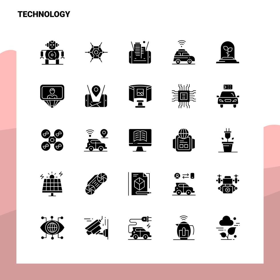 25 tecnologia icona impostato solido glifo icona vettore illustrazione modello per ragnatela e mobile idee per attività commerciale azienda