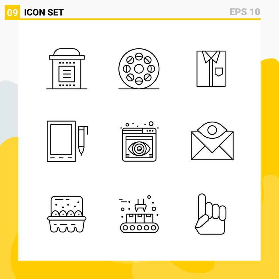 collezione di 9 universale linea icone icona impostato per ragnatela e mobile creativo nero icona vettore sfondo