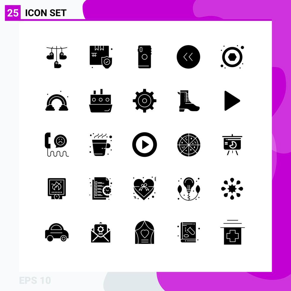 impostato di 25 moderno ui icone simboli segni per hardware cerchio Telefono indietro telecamera modificabile vettore design elementi