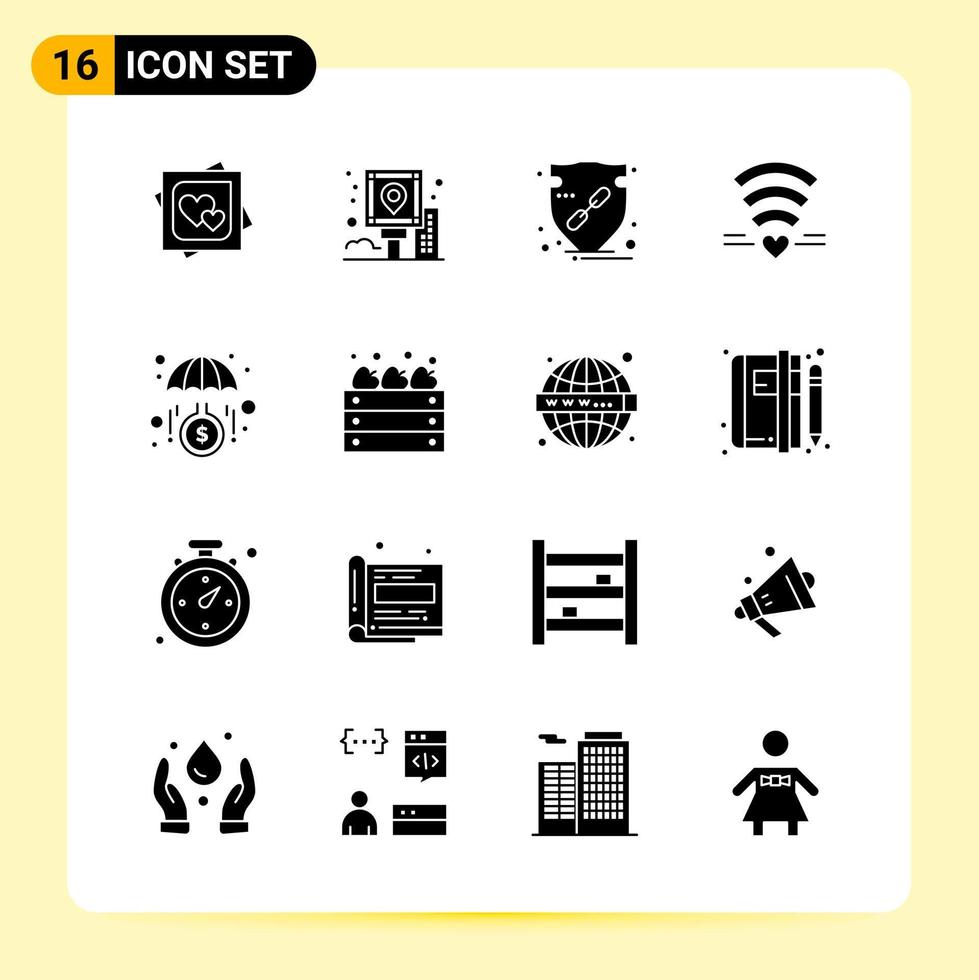 16 creativo icone per moderno sito web design e di risposta mobile applicazioni 16 glifo simboli segni su bianca sfondo 16 icona imballare creativo nero icona vettore sfondo
