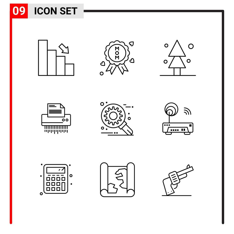 9 generale icone per sito web design Stampa e mobile applicazioni 9 schema simboli segni isolato su bianca sfondo 9 icona imballare vettore