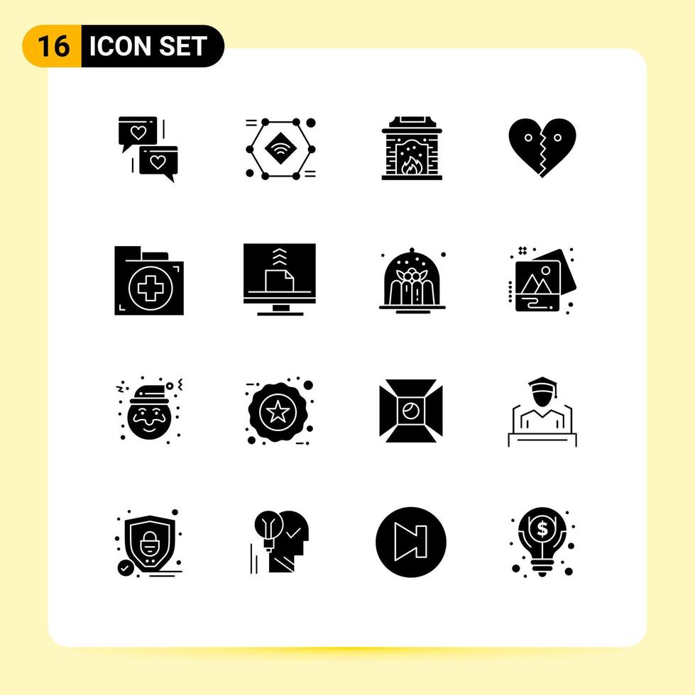 16 creativo icone moderno segni e simboli di aiuto rompere Wi-Fi piace cuore modificabile vettore design elementi